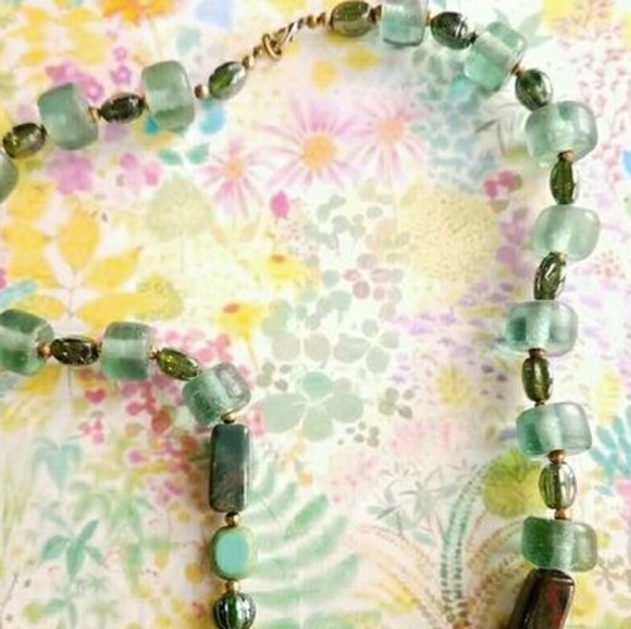 Relisted- Moss Agate sea glass necklace bead necklace - Picture 8 of 8